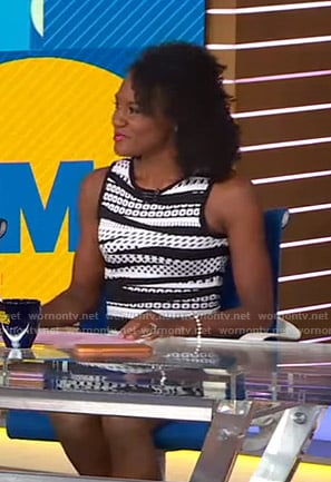 Janai's black and white printed sheath dress on Good Morning America