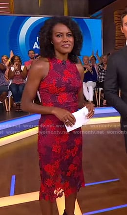 Janai’s red lace sheath dress on Good Morning America