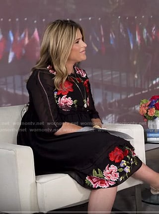 Jenna’s black floral embroidered dress on Today