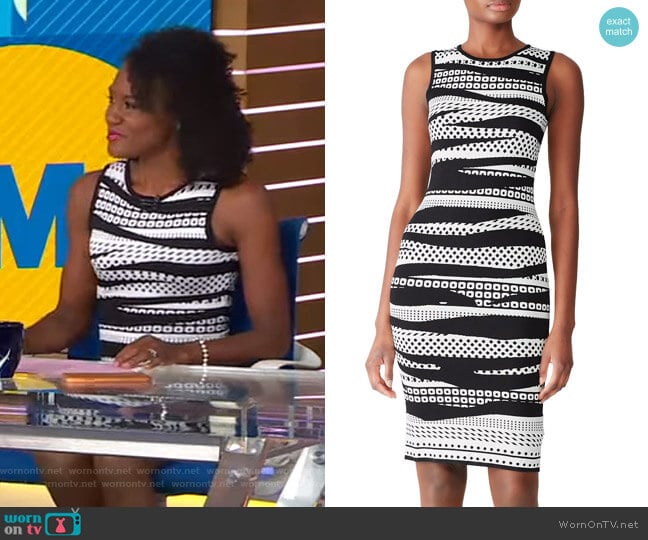 WornOnTV: Janai’s black and white printed sheath dress on Good Morning ...