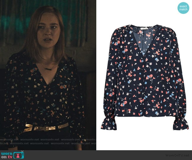 Printed crepe de chine Blouse by Joie worn by Violet Simmons (Haley Ramm) on Light as a Feather