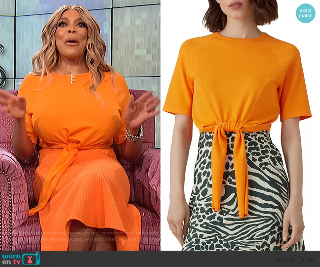 WornOnTV: Wendy’s orange tie front top and skirt on The Wendy Williams ...