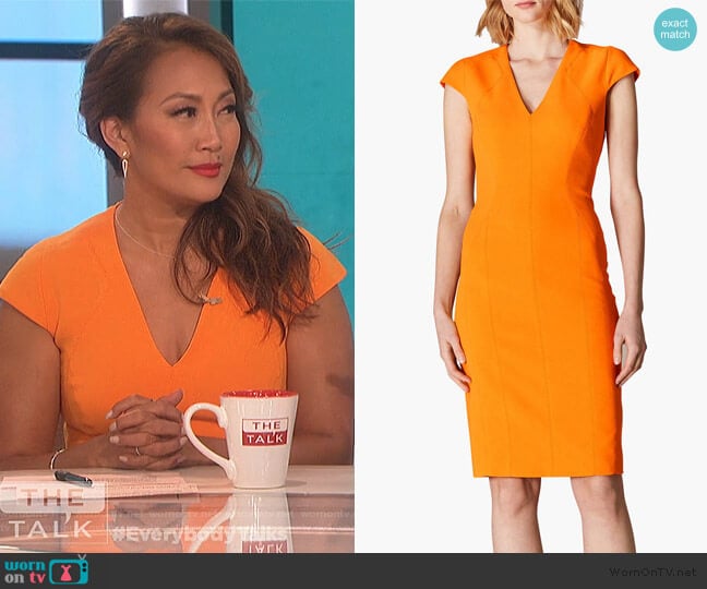 Cap Sleeve Pencil Dress by Karen Millen worn by Carrie Inaba on The Talk