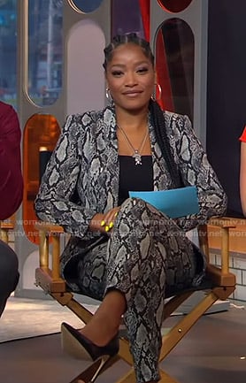 Keke's grey snake print suit on GMA Strahan And Sara