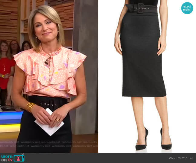 Kerstin Belted Pencil Skirt by Alice + Olivia worn by Amy Robach  on Good Morning America