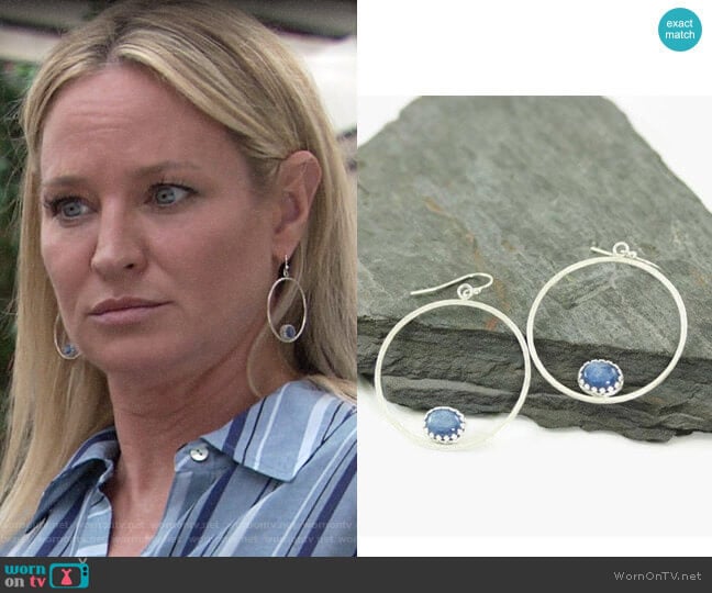 KimJakumDesigns Serenity Silver Kyanite Hoops worn by Sharon Newman (Sharon Case) on The Young and the Restless