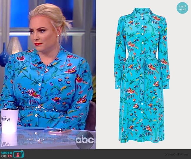 Runa Silk Shirtdress in Turquoise by LK Bennett worn by Meghan McCain on The View