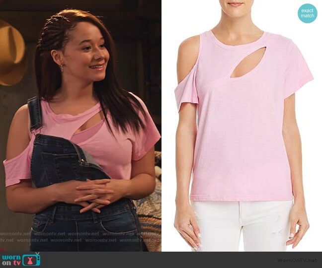 Bloom Cutout Tee by LNA worn by Jade (Talia Jackson) on Family Reunion