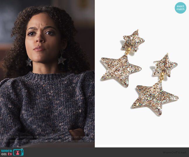 Glitter Star Statement Earrings by Madwell worn by Tabitha Foster (Quintessa Swindell) on Trinkets