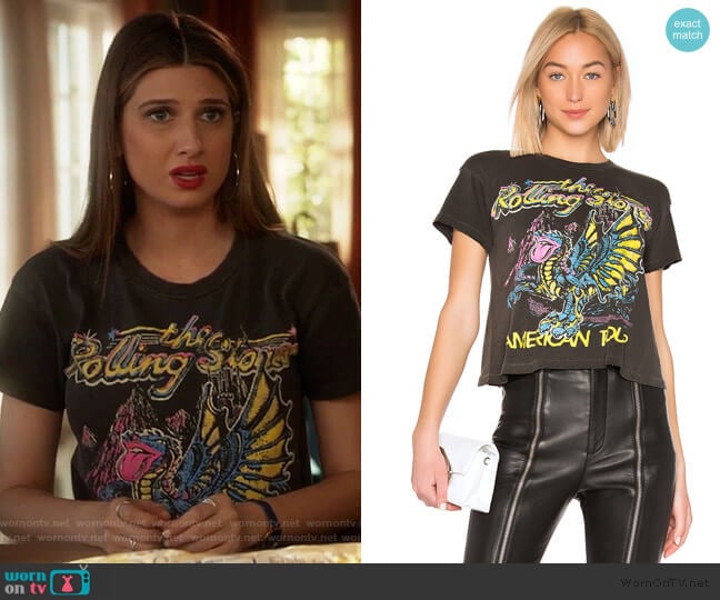 The Rolling Stones American Tour Tee by Madeworn worn by Nomi Segal (Emily Arlook) on Grown-ish