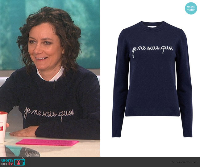 Blue Je Ne Sais Quoi Sweater by Maison Labiche worn by Sara Gilbert on The Talk