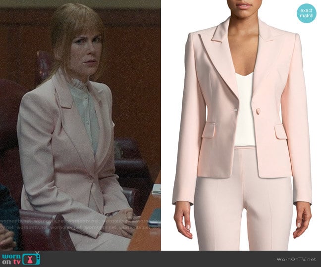 Michael Kors Collection Peak-Lapels One-Button Pebble Crepe Blazer worn by Celeste Wright (Nicole Kidman) on Big Little Lies