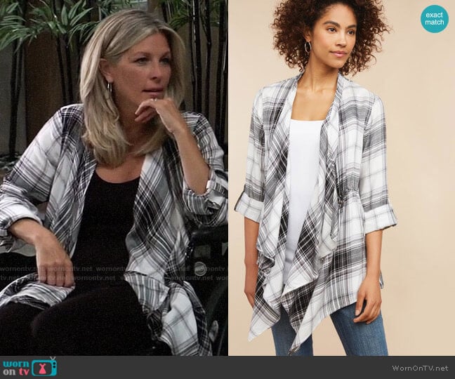 Motherhood 2-In-1 Button Closure Nursing Cardigan worn by Carly Spencer (Laura Wright) on General Hospital