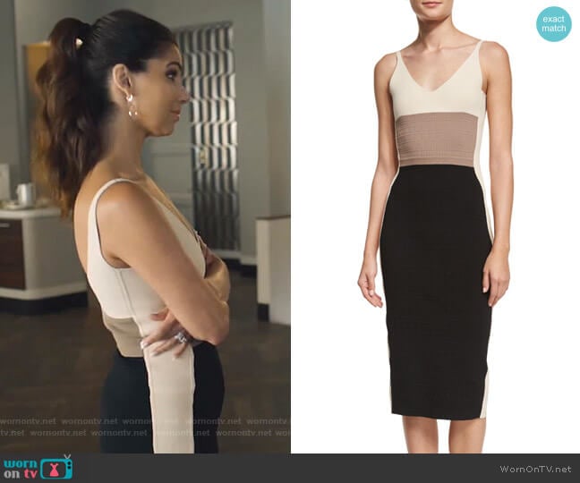 Sleeveless Colorblock Sheath Dress by Narciso Rodriguez worn by Gigi Mendoza (Roselyn Sánchez) on Grand Hotel