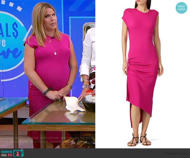 Hot Pink Ruched Dress by Paco Rabanne worn by Jenna Bush Hager on Today