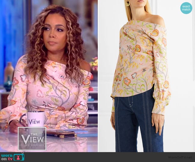 Printed Asymmetric Blouse by Peter Pilotto worn by Sunny Hostin on The View