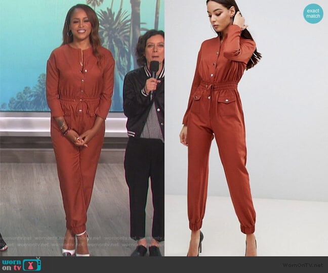 Utility Jumpsuit by Pretty Little Thing worn by Carrie Inaba on The Talk