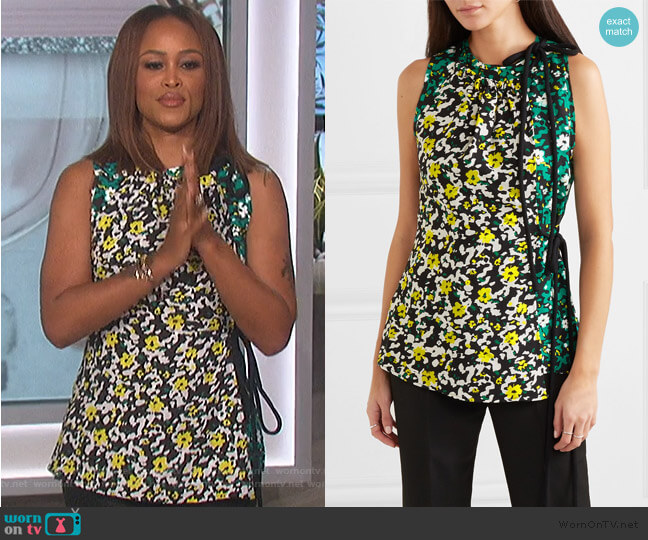 Floral-print crepe top by Proenza Schouler worn by Eve on The Talk