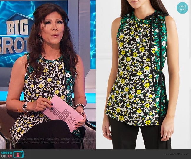 Floral-print crepe top by Proenza Schouler worn by Julie Chen on Big Brother