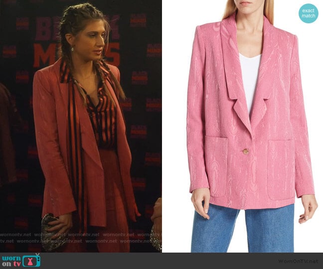 WornOnTV: Nomi’s striped blouse and pink blazer on Grown-ish | Emily ...