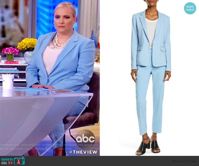 Lucy Linen Blend Blazer and Poppy tab pants by Rag and Bone worn by Meghan McCain on The View