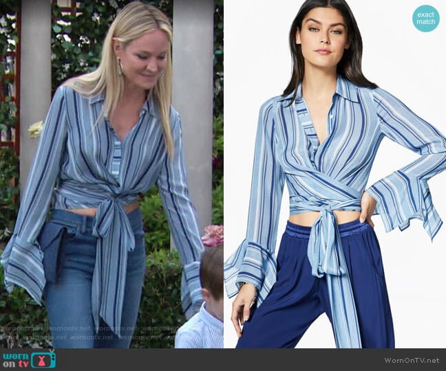 Ramy Brook Hayven Top worn by Sharon Newman (Sharon Case) on The Young and the Restless