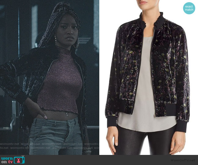 Floral Velvet Bomber Jacket by Rebecca Taylor worn by Kym (Keke Palmer) on Scream