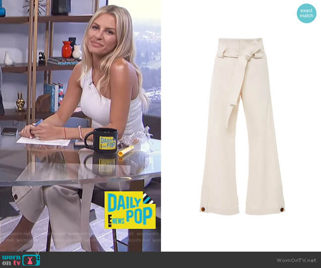 Belted High-Waist Stretch-Cotton Cropped Pants by by Rosetta Getty worn by Morgan Stewart on E! News