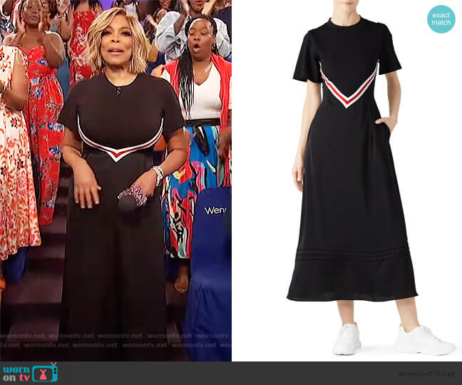WornOnTV: Wendy’s black stripe midi dress on The Wendy Williams Show ...