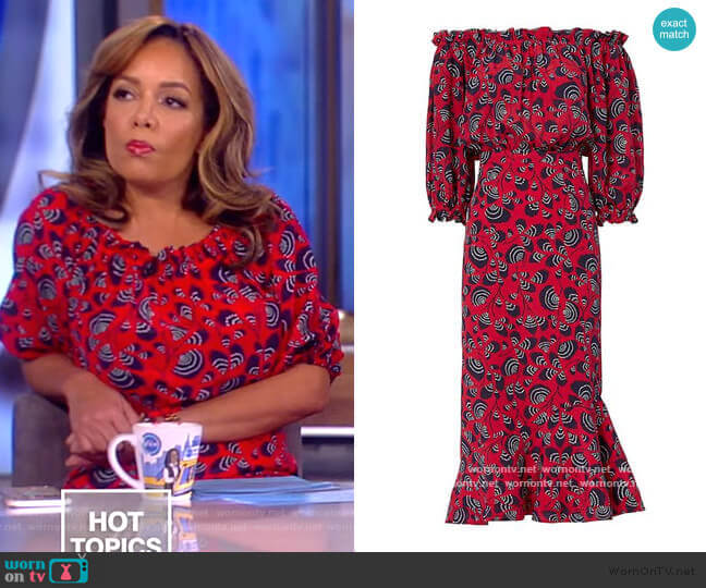 Grace Off-The-Shoulder Dress by Saloni worn by Sunny Hostin on The View