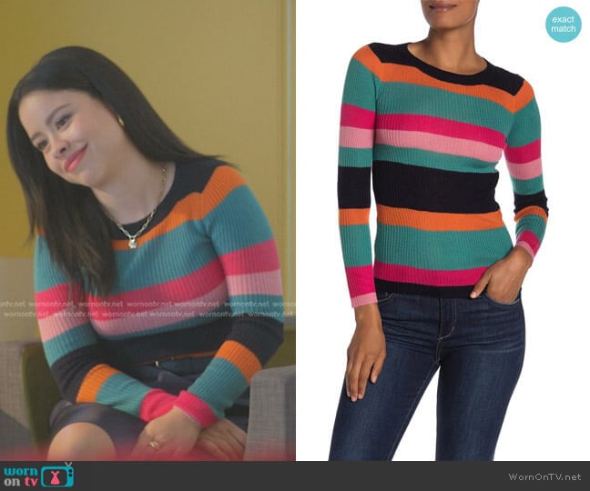 Striped Rib Knit Sweater by Cotton Emporium worn by Mariana Foster (Cierra Ramirez) on Good Trouble