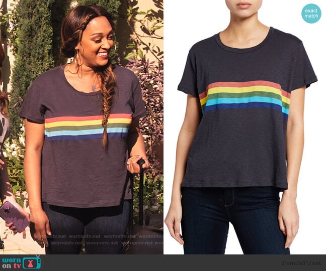 Rainbow Vintage Short-Sleeve Cotton Tee by Sundry worn by Cocoa McKellan (Tia Mowry-Hardrict) on Family Reunion