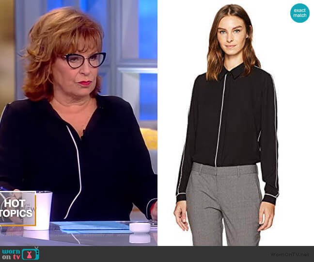 Tyra with Piping Blouse-Black by T Tahari worn by Joy Behar on The View