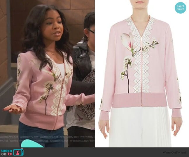 Emylou Harmony Print Zip Cardigan by Ted Baker worn by Nia Baxter (Navia Robinson) on Ravens Home