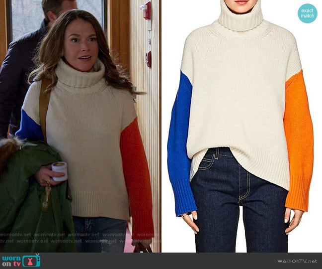 Colorblocked Wool Turtleneck Sweater by Tomorrowland worn by Liza Miller (Sutton Foster) on Younger