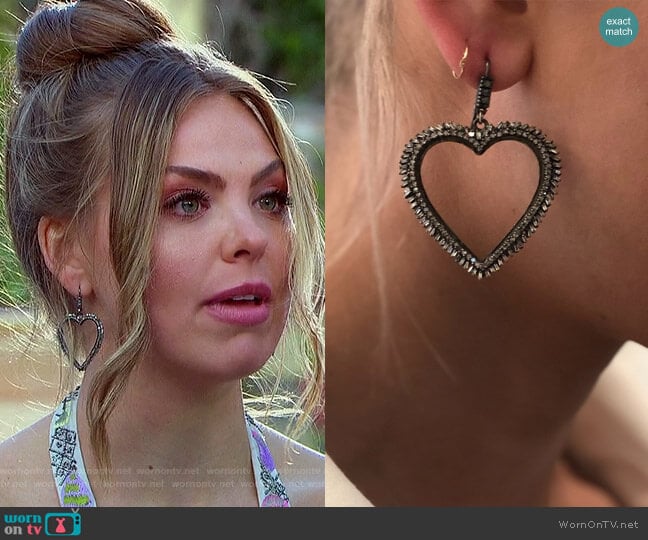 Baguette Diamond Heart Earrings by The Woods Fine Jewelry worn by Hannah Brown on The Bachelorette