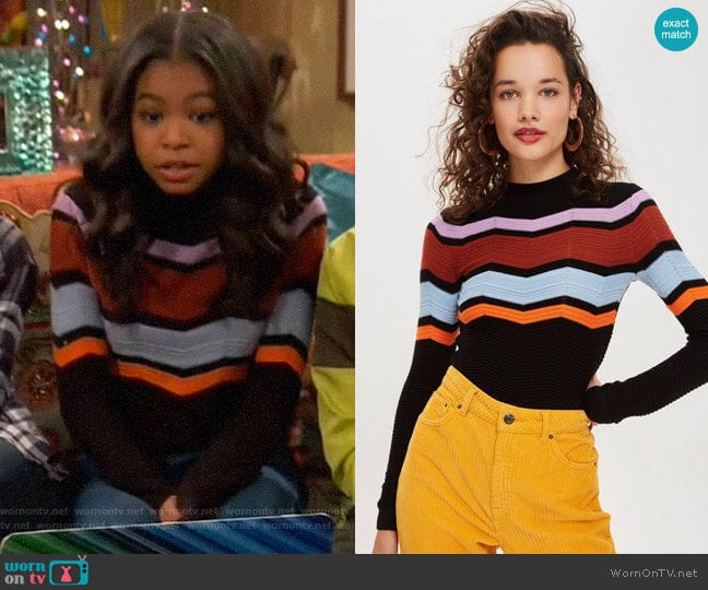 Topshop Chevron Insert Jumper worn by Nia Baxter (Navia Robinson) on Ravens Home