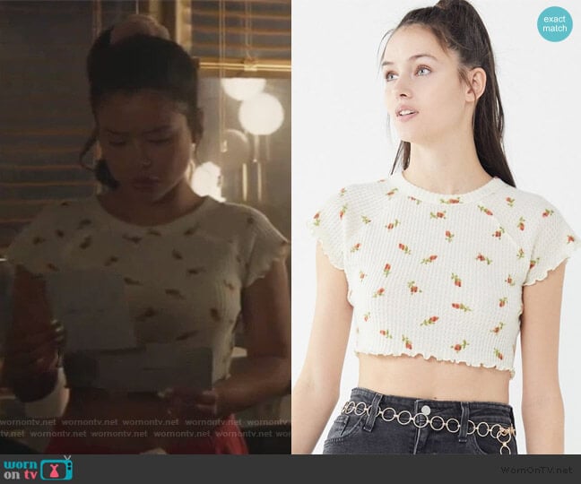 Out From Under Luna Lettuce-Edge Cropped Top by Urban Outfitters worn by Mariana Foster (Cierra Ramirez) on Good Trouble