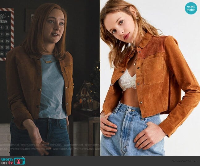 Suede Gas Jacket by Urban Outfitters worn by Violet Simmons (Haley Ramm) on Light as a Feather