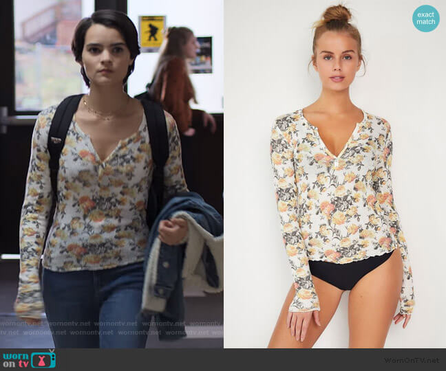 Out From Under Scarlett Notch Henley Top by Urban Outfitters worn by Elodie Davis (Brianna Hildebrand) on Trinkets