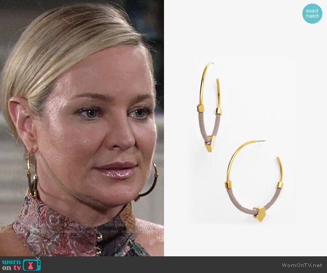 Vince Camuto Summer Warrior Hoop Earrings worn by Sharon Newman (Sharon Case) on The Young and the Restless