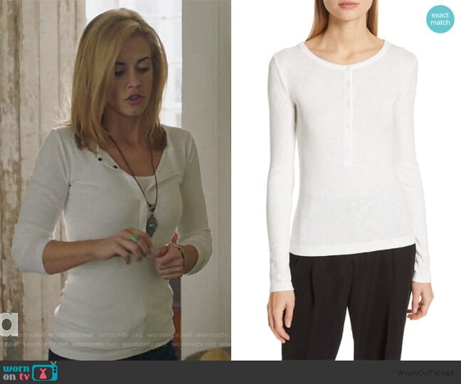 Ribbed Henley by Vince worn by Kelly Anne Van Awken (Molly Burnett) on Queen of the South