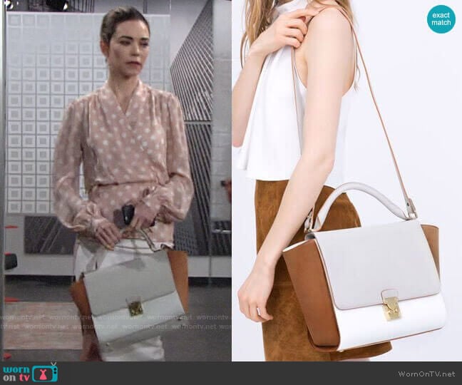 Zara Combined City Bag with Buckle worn by Victoria Newman (Amelia Heinle) on The Young and the Restless