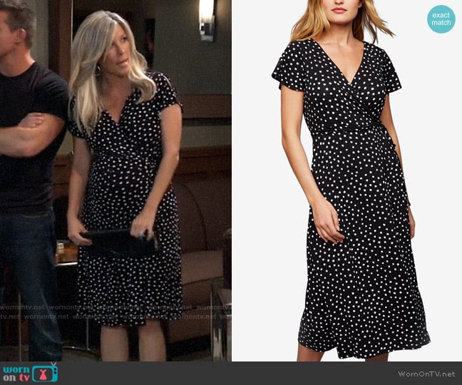 A Pea in the Pod Pull Down Dot Nursing Dress worn by Carly Spencer (Laura Wright) on General Hospital