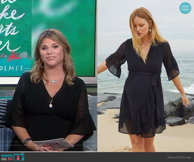 Shimla Collection Eyelet Wrap Maternity Dress by A Pea in the Pod worn by Jenna Bush Hager on Today