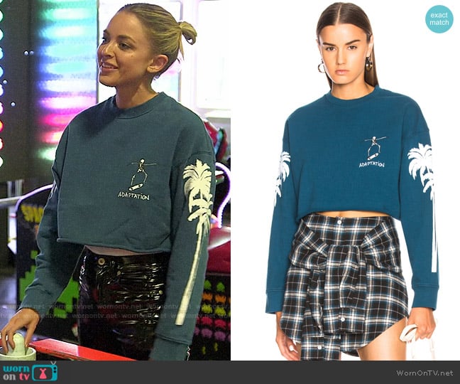 Adaptation Palm Sleeve Crop Sweatshirt worn by Kaitlynn Carter (Kaitlynn Carter) on The Hills New Beginnings