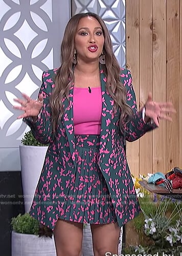 Adrienne's green floral blazer and skirt on The Real