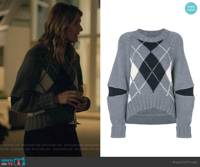 Alexander McQueen Argyle Sweater worn by Renata Klein (Laura Dern) on Big Little Lies