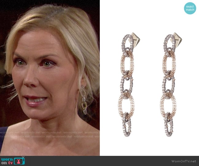 Alexis Bittar Crystal Encrusted Chain Drop Earrings worn by Brooke Logan (Katherine Kelly Lang) on The Bold and the Beautiful