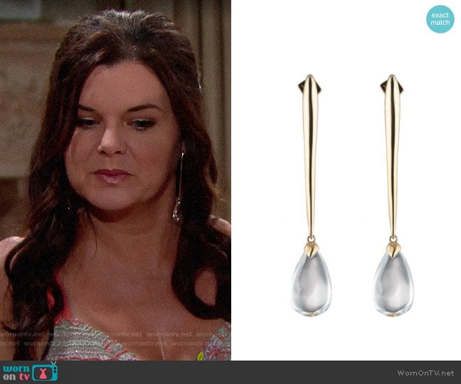 Alexis Bittar Linear Teardrop Earrings worn by Katie Logan (Heather Tom) on The Bold and the Beautiful